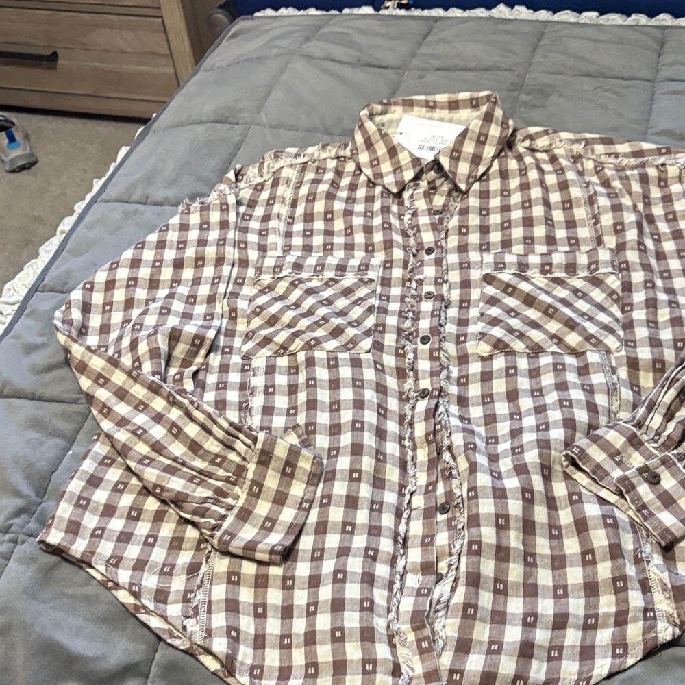 Kindred NYX Brown and Cream Plaid Button-Down Shirt